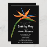 Oiseau tropical du paradis Invitations d'anniversa