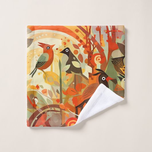 Oiseau tropical Whimsical coloré (Gant de toilette)