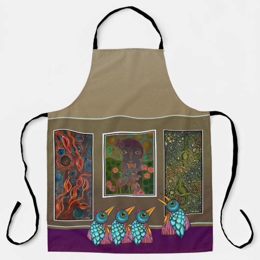 Oiseaux à la galerie Tout-en-plan Imprimer Tablier (Recto)