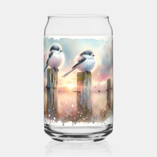 Oiseaux à l'aquarelle pastel sur une clôture au co (Verso)