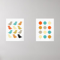 Oiseaux Abstraits funky et Grille Mid Century Mode