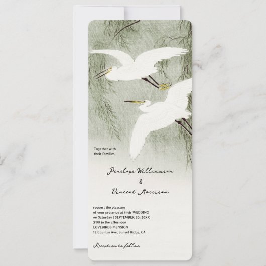 Oiseaux Aigrettes Amoureux - Faire-Part de Mariag (Devant)