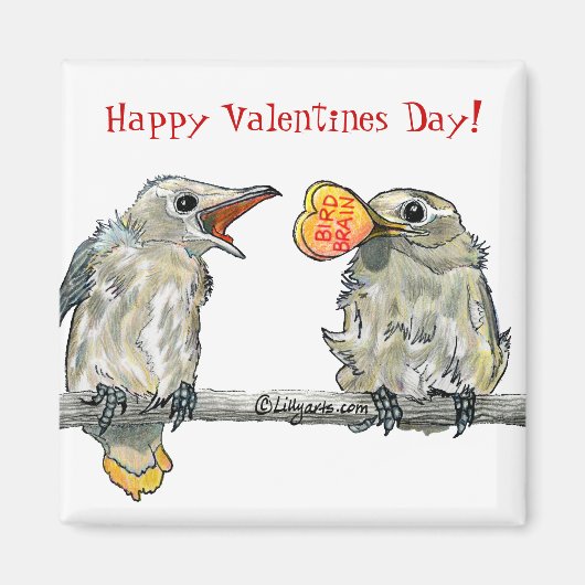 Oiseaux amusants Joyeux Saint Valentin Magnet (Devant)