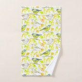 Oiseaux Aquarelle Feuille Jaune (Serviette à main)