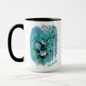 Oiseaux Bleus D'Hiver Peinture Avec Nom Mug (Gauche)