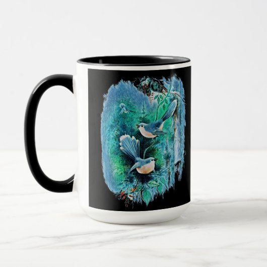Oiseaux bleus d'hiver Peinture Mug (Gauche)