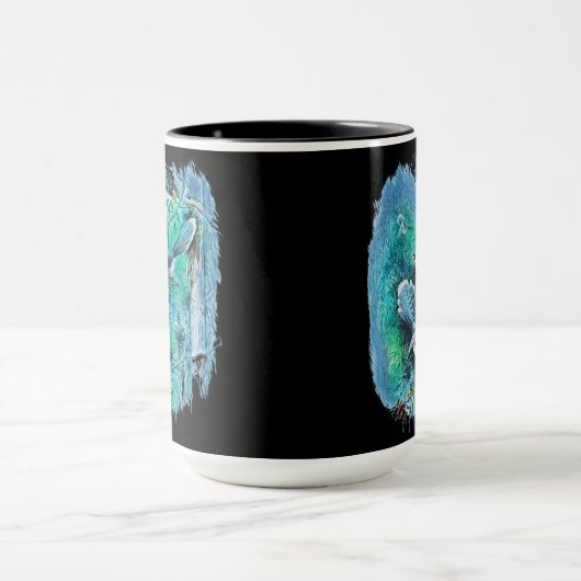 Oiseaux bleus d'hiver Peinture Mug (Centre)