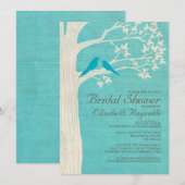 Oiseaux bleus élégants Invitations de douche nupti (Devant / Derrière)
