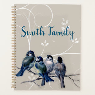 Oiseaux bleus sur une branche