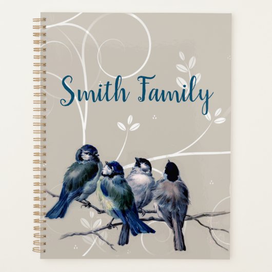 Oiseaux bleus sur une branche (Devant)