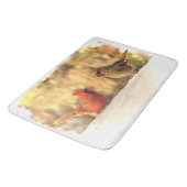 Oiseaux cardinaux dans des tapis de bain d'automne (Angle)
