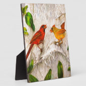 Oiseaux cardinaux peints sur la plaque (Côté)