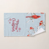 Oiseaux cardinaux rouges Arbres Neige Noël (Serviette à main)
