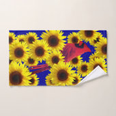 Oiseaux cardinaux - Tournesol (Serviette à main)