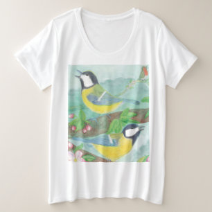 Oiseaux chantant sur une branche d'arbre en fleurs
