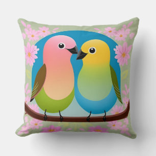 🐦 Oiseaux Chanteurs de Dessin Animé Coussin Décor