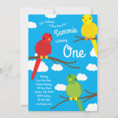 Oiseaux colorés 1er anniversaire Invitations (Devant)