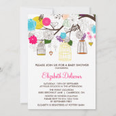 Oiseaux colorés Baby shower floral Invitation (Dos)