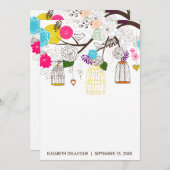 Oiseaux colorés Baby shower floral Invitation (Devant / Derrière)