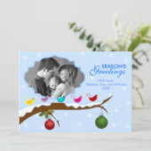 Oiseaux colorés Carte photo de Noël (Debout devant)