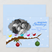 Oiseaux colorés Carte photo de Noël (Devant / Derrière)