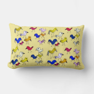 Oiseaux colorés funky jeté oreiller coussin