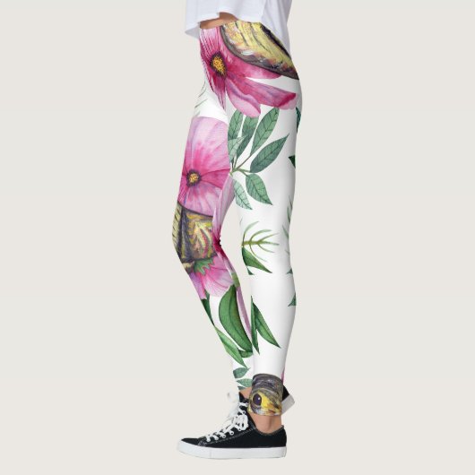 Oiseaux colorés Pattern Floral Leggings Femmes (Gauche)