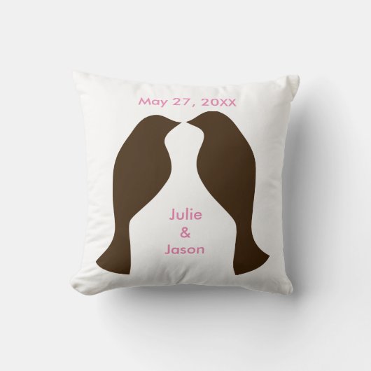 Oiseaux d'amour bruns - Coussin carré (Recto)