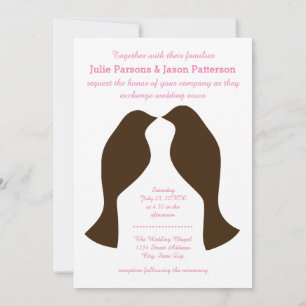 Oiseaux d'amour bruns - Faire-part de mariage
