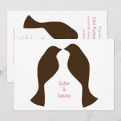 Oiseaux d'amour bruns - Faire-part de mariage (Devant / Derrière)