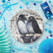 OISEAUX D'AMOUR D'HIVER SUR ASSIETTE EN PAPIER DE (Fête)