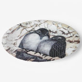 OISEAUX D'AMOUR D'HIVER SUR ASSIETTE EN PAPIER DE (Angle)