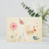 Oiseaux d'amour mignons Mariage RSVP (Debout devant)