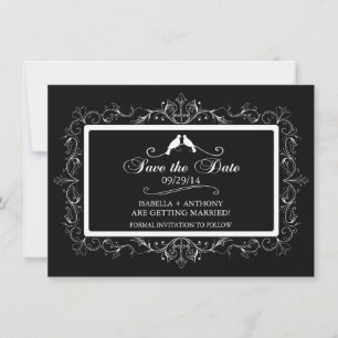 Oiseaux d'amour noir blanc Save The Date Vintage