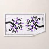 Oiseaux d'amour violets floraison du cerisier et b (Serviette à main)