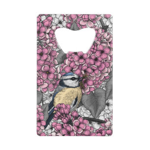 Oiseaux dans le jardin lilas rose