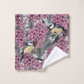 Oiseaux dans le jardin lilas rose (Gant de toilette)