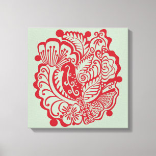 Oiseaux dans le jardin (Rouge sur la taille) toile