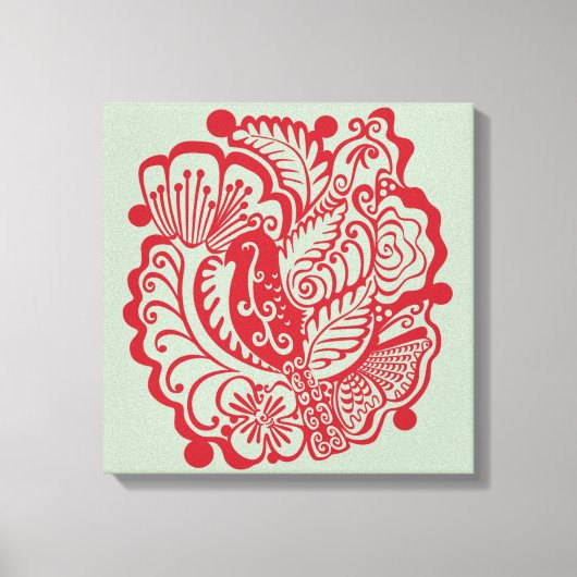 Oiseaux dans le jardin (Rouge sur la taille) toile (Recto)