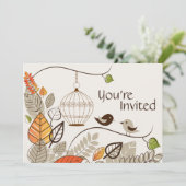 Oiseaux d'automne et Faire-part de mariage Décontr (Debout devant)