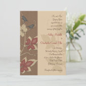 Oiseaux d'automne et Faire-part de mariage Feuille (Debout devant)