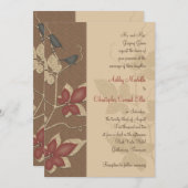 Oiseaux d'automne et Faire-part de mariage Feuille (Devant / Derrière)