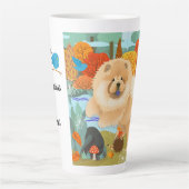 OISEAUX DE BONHEUR Chow Latte Mug avec texte (Devant)