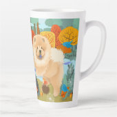 OISEAUX DE BONHEUR Chow Latte Mug avec texte (Droite)
