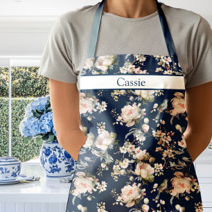 Oiseaux de Chinoiserie en Fleur sur Tablier Bleu N
