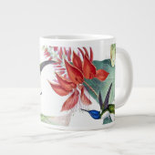 Oiseaux de colibri bleu Fleurs rouges Jumbo Mug (Devant droit)