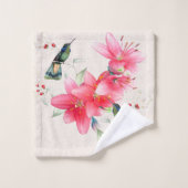 Oiseaux de colibri Fleurs Animaux Serviettes de ba (Gant de toilette)