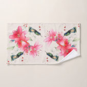 Oiseaux de colibri Fleurs Animaux Serviettes de ba (Serviette à main)