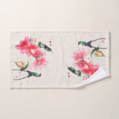 Oiseaux de colibri Fleurs Animaux Serviettes de ba (Serviette à main)
