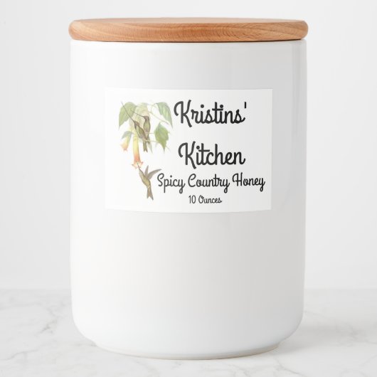 Oiseaux de colibri Fleurs sauvages Étiquette alime (Devant)